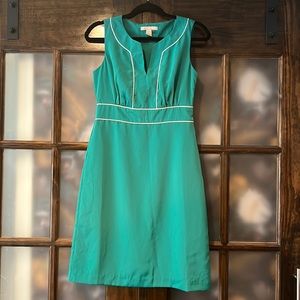Modest Kelly green dress 2 with white piping banana republic